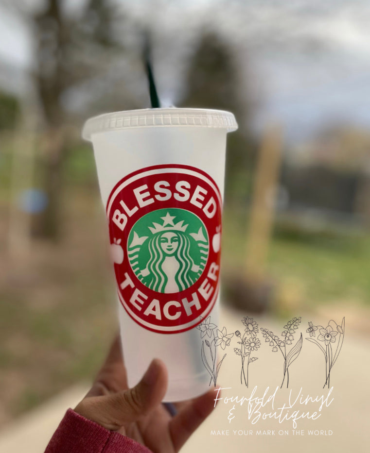 Teacher Starbucks cold venti cup